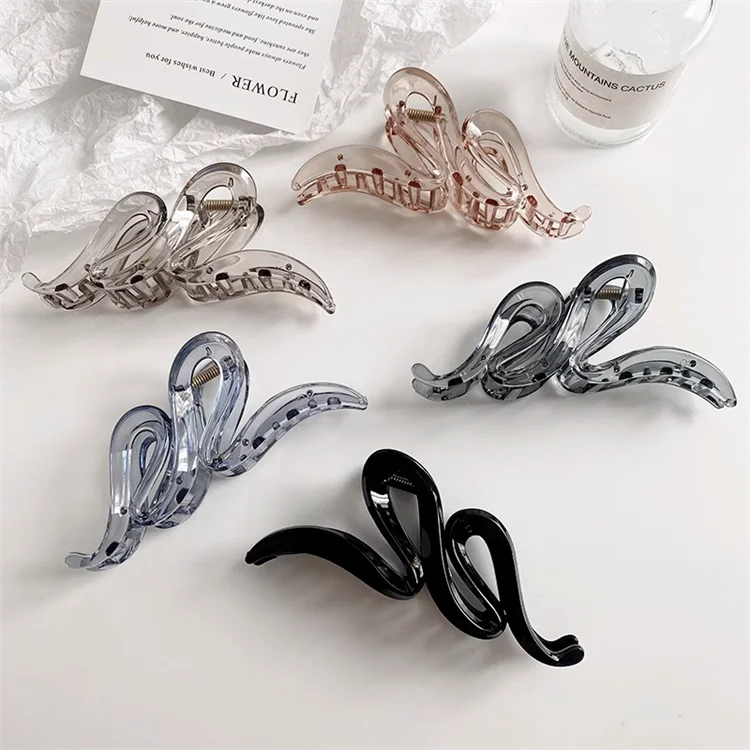Wholesale Wasai 13CM Extra Large Frosted Plastic Wave Hair Claws Jumbo Clear Resin Matte Ladies Hair Clips