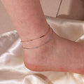 Dainty  Jewelry Stainless Steel Personalized Bar Link Chain 18k Gold PVD Plating Zircon Anklet for Women