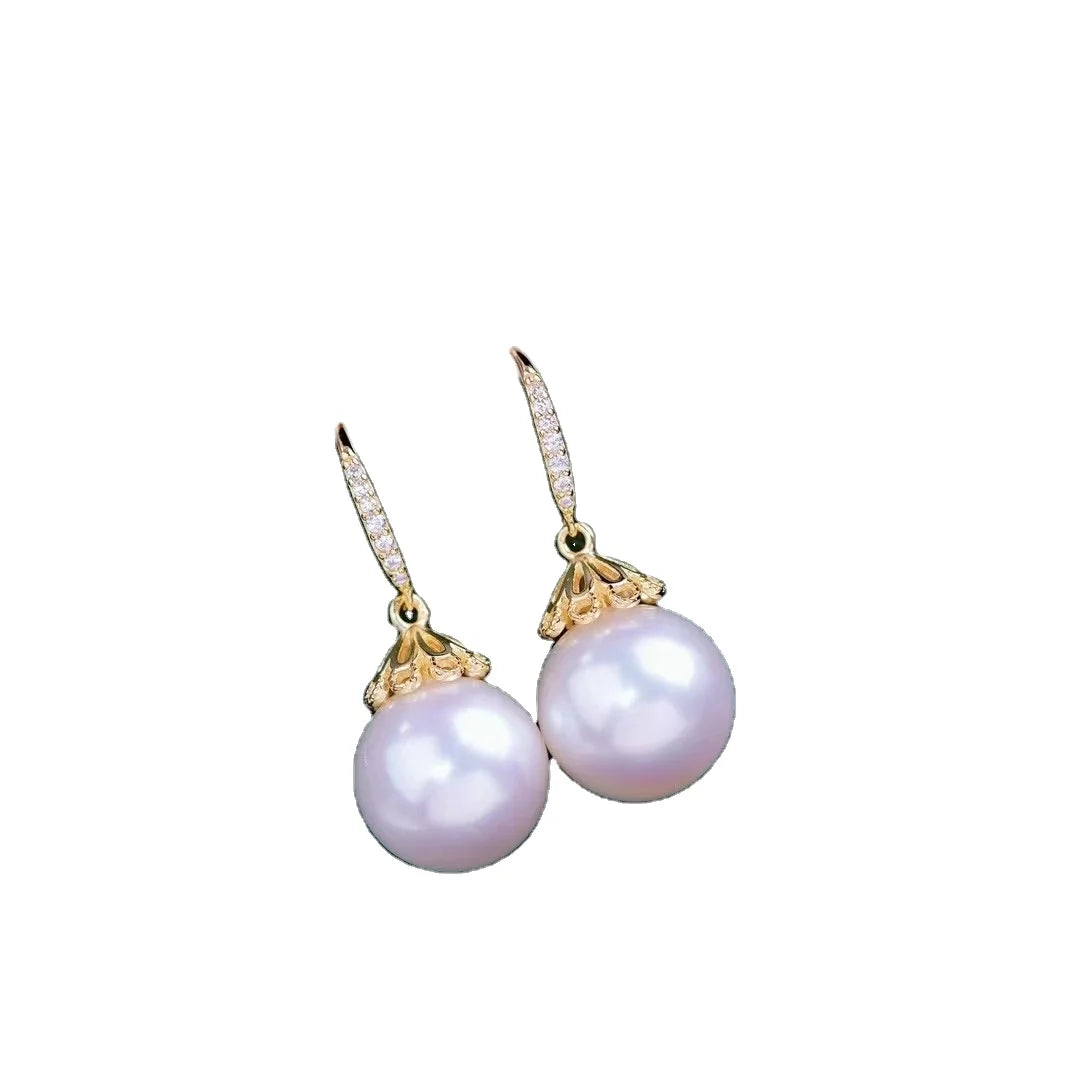 E3022 11-12mm DIY Natural Freshwater Pearl Charm Earrings Mounting Accessory 925 Sterling Silver Gold Plated  Jewelry