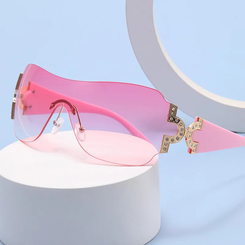 3544 New Fashion Sunglasses Y2K Surround Sunglasses Spicy Girls One Piece Diamond Glasses Women's Edition