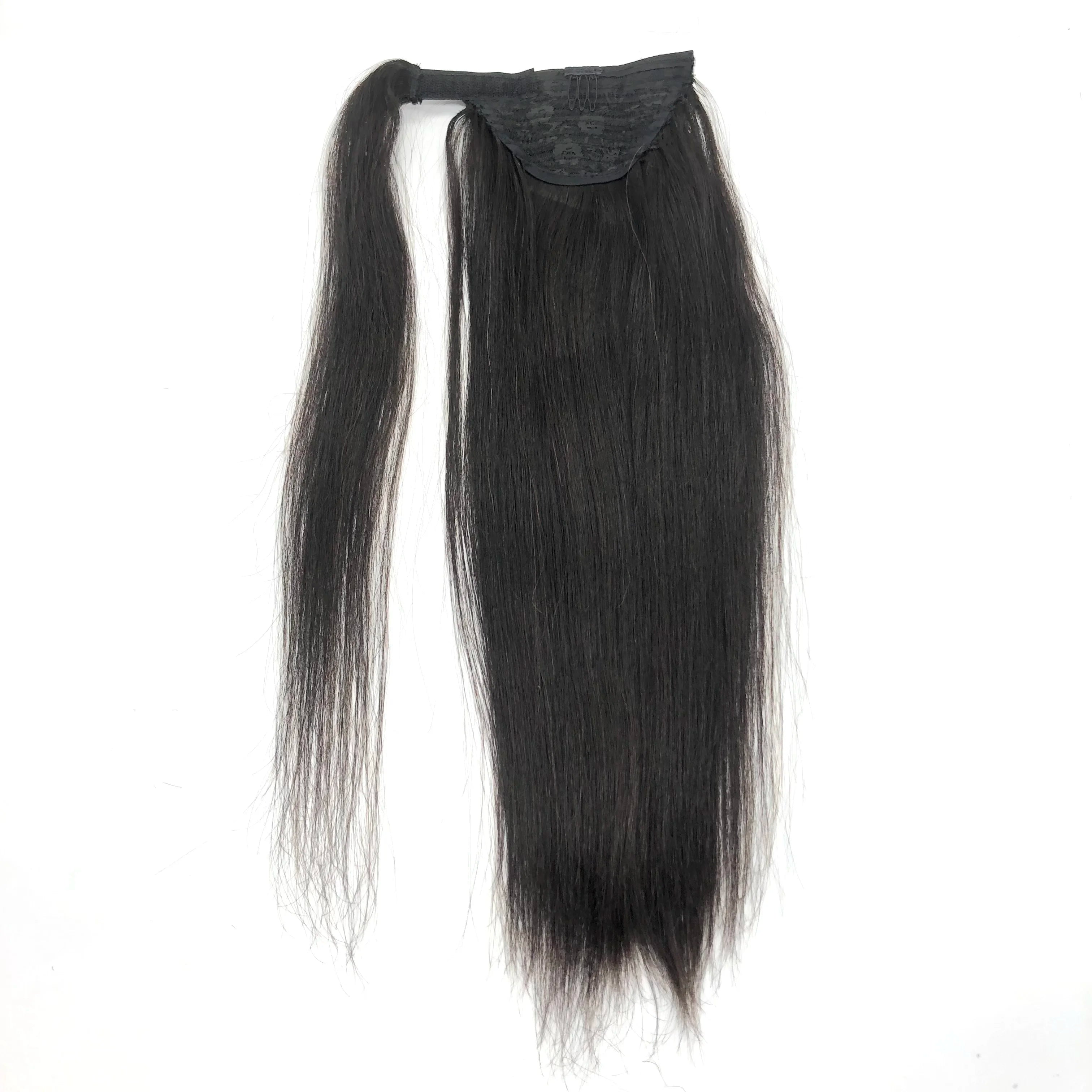LONGFOR Hot Sale  Straight Ponytail for Women #1B Chinese Human Hair Extensions Ready to Ship