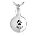 Round Shape 316L Stainless Steel Pet Memorial Urn Jewelry Dog Paw Print Cremation Keepsake Urn Necklaces for Ashes