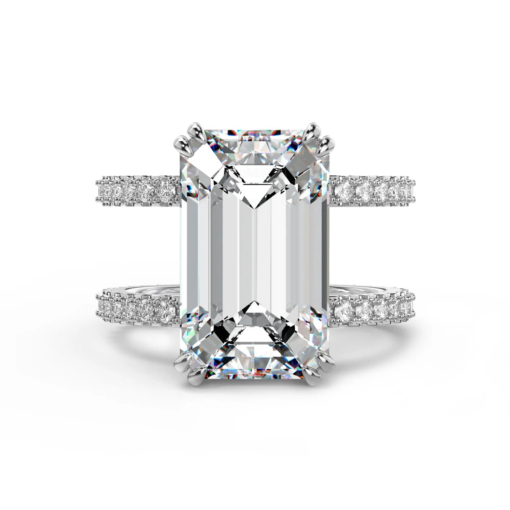 Dylam Wholesale Square Double Layer Cubic Zirconia Eternity Ring 18K Gold S925 Silver Engagement Wedding Rings Jewelry Women
