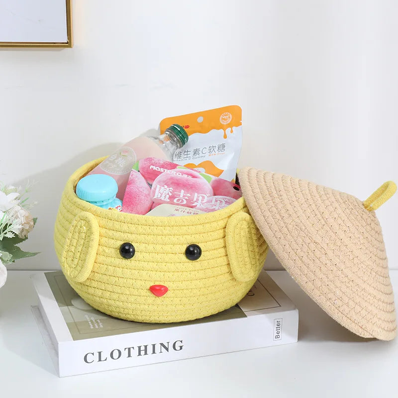 Home Decor Cute Kids Toy Storage Baskets Hand-made Cotton Rope Storage Basket