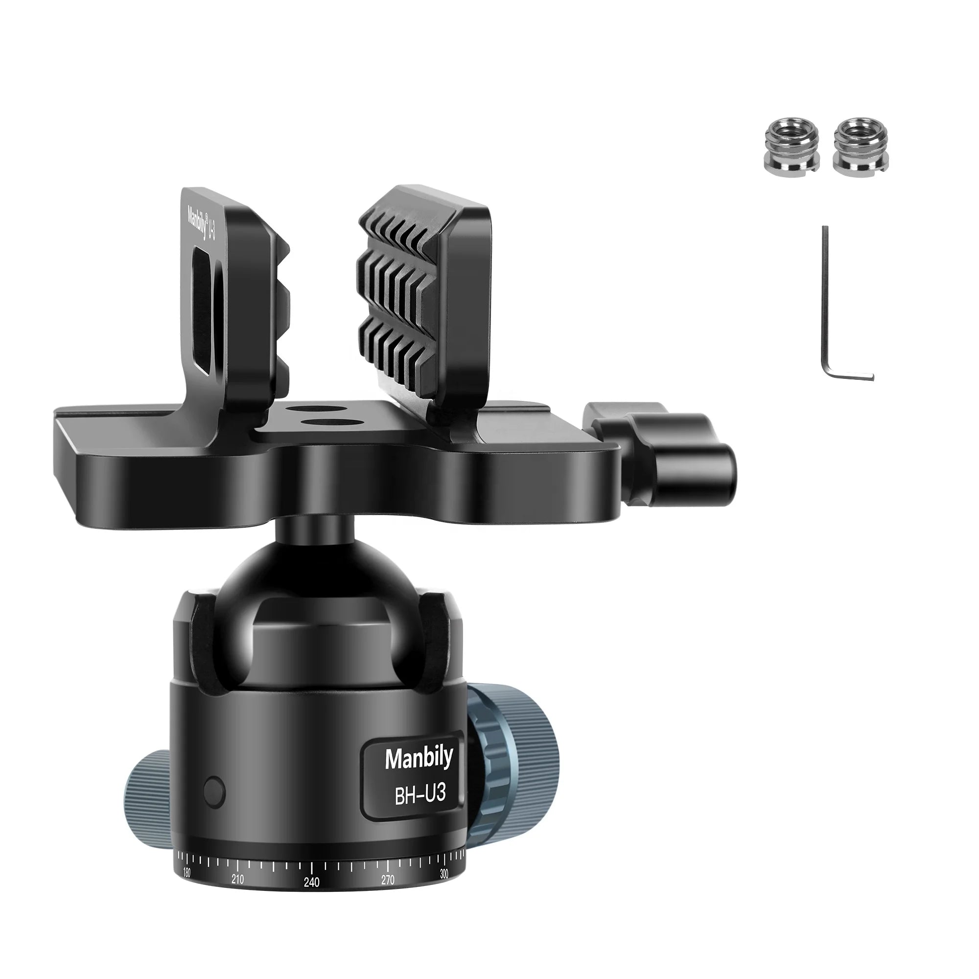 Manbily BH-U3 CNC Aluminum 360 Degree Ball Head Shooting Saddle Rest Clamp for Hunting Shooting Stick Monopod  Tripod