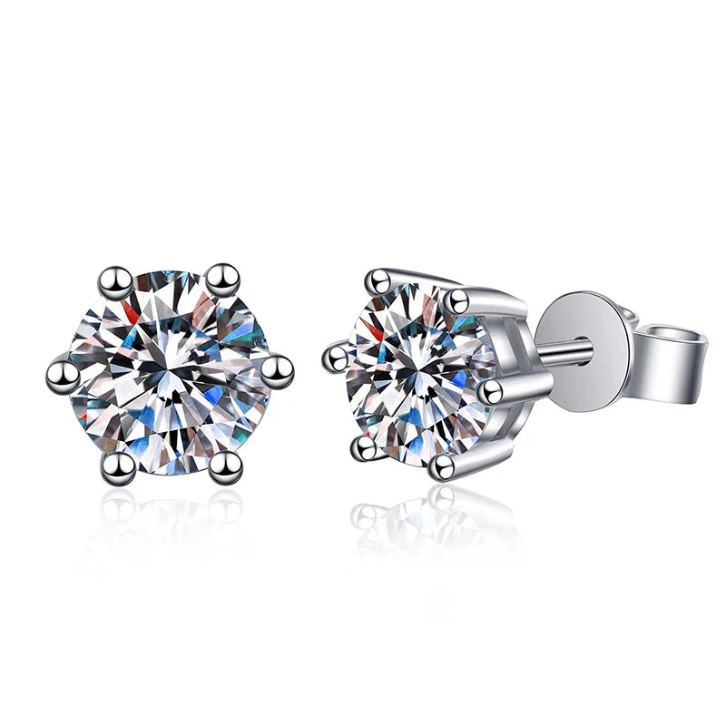 Moissanite Diamond Stud Earrings for Women Sparkling Party Fine Jewelry Gifts