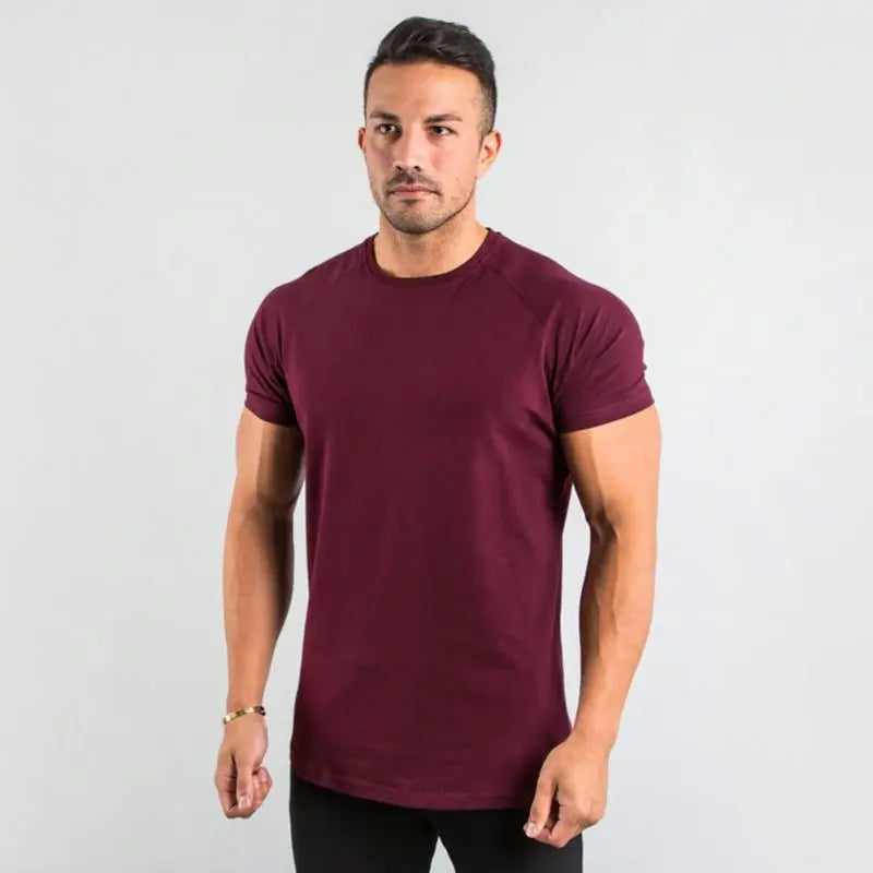 95%cotton 5% Elastane Custom Private Logo Fitness Gym Wear Sports Apparel Plain Blank Men T Shirt