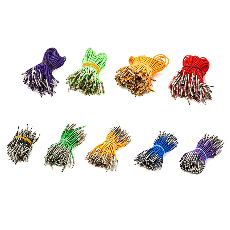100% Polyester Elastic String With Steel and Barb Tips Braided and Coated Custom Length for Shoes Bags Garments