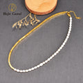 Vintage Stainless Steel Gold Plated Half Faceted Square Beads Half Freshwater Pearl Beaded Necklace for Women Girls