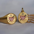 18K Gold Plated Stainless Steel Necklace Creative Hand-Painted Flower Heart Design Pearl Inlaid Chains for Women Girls Parties