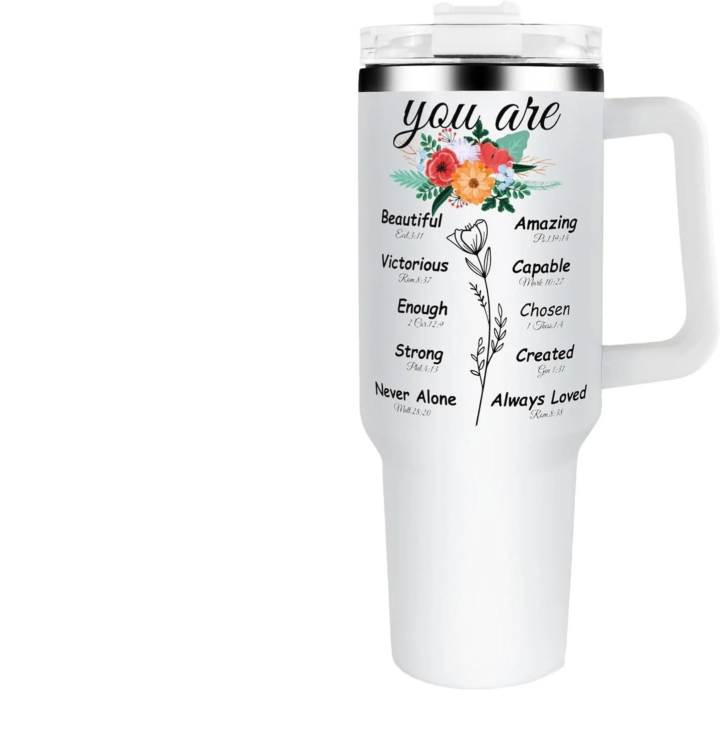 40 oz Sunflower Stainless Steel Tumblers for Women Bible Verse Inspirational Faith Religious Gifts Coffee Mug