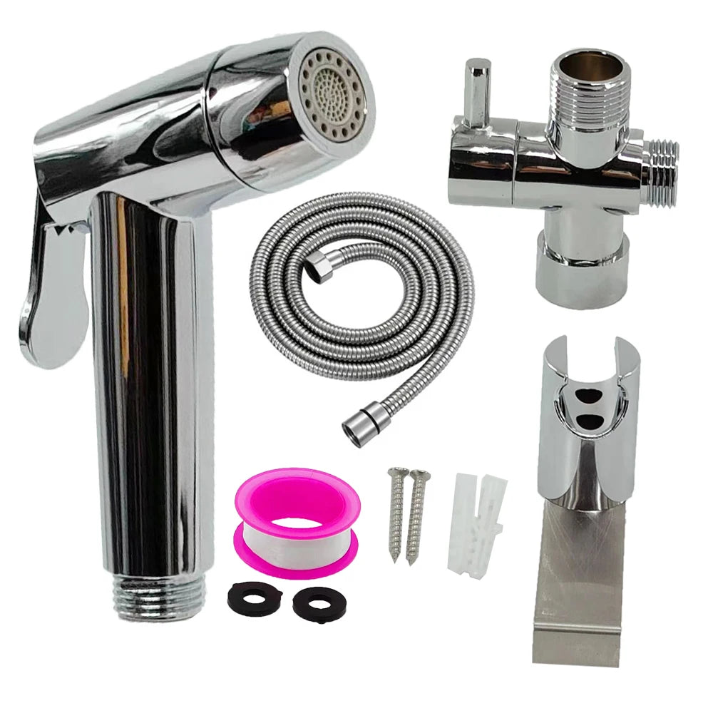 Modern Handheld Cloth Diaper Sprayer Kit Easy Wall-Mounted ABS Chrome Spray Attachment Hose Great Water Pressure Bathroom Jet