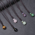 8MM 16MM Natural Tiger Eye Necklace Malachite Agate Crystal Pendant Stone Necklace Rope Hand Braided Necklace for Women Unisex