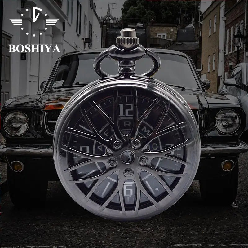 Wholesale Modern Quartz Movement Custom Logo Men's Pocket Watch OEM Car Wheel Hub Design Relojes Hombre