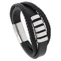 Wholesale Men's Cool Stainless Steel Leather Bracelet Personalized Fashion Bangles with Magnetic Clasp for Men