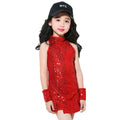 Girls Sequins Dance Clothes Dress Sparkle Hip Hop Jazz Dance Outfit Performance Wear