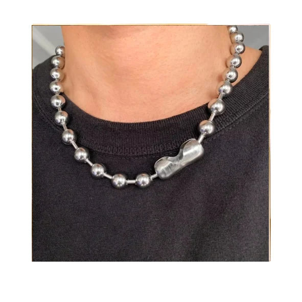 GT Oversized Chunky 10mm  12mm Stainless Steel Ball Chain Necklace Silver Large Ball Chain Big Ball Chain Necklace Unisex