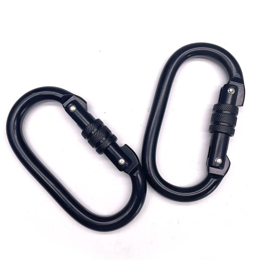 BT-2441 Metal Galvanized Oval Heavy Industry Safety Screw Hook Locking Big 25kn Self-locking Carabiner Black Metal Hook