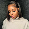 Wholesale Bob Short Wig Human Hair Lace Front Bone Straight Pre Plucked 13x4 Transparent Lace Frontal Wigs for Black Women