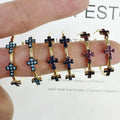 EC1638 Popular Chic Dainty 18k Gold Plated Zircon CZ Micro Pave Hoops with Cross Charm Earring