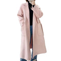 Big Turn Down Collar Cashmere Coat Ladies Pure Color Wool Coat Women Winter Coat
