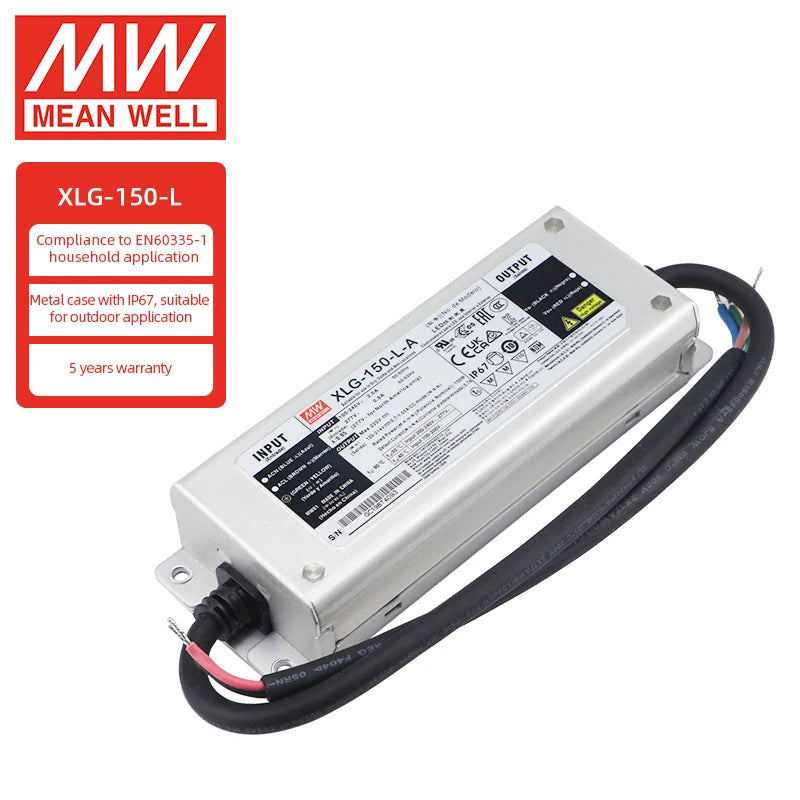 MEANWELL XLG-150-L-AB IP65 24V 150W Dimmable LED Driver for LED Flood Lighting