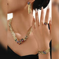 MEIZI High Quality 18K Gold Plated Copper Color Zircon Necklace Jewelry Set Weddings Bridal Accessories Inspired Middle East