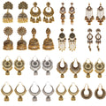 4 Pairs/Set Indian Jhumka Jhumki Ethnic Dangle Earring Sets Women Vintage Silver Gold Long Tassel Bell Drop Bollywood Earrings