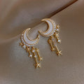 New Crystal Trendy Star Women Dangle Earrings Star Moon Asymmetric Earrings Stud Earrings Jewelry
