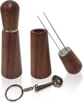 Wood Handle 4 Needles Espresso Coffee Stirrer Set with Stand and Walnut Cleaning Brush