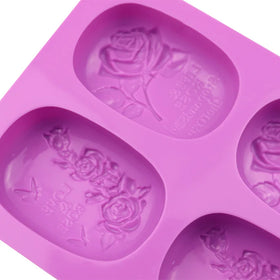 Early Riser 4-Cavity Rose Shaped Silicone Mold for Soap Making Cake Decorating Chocolate Candy and DIY Crafts Food Grade