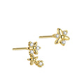 Dainty 925 Sterling Silver Claw Setting Zircon Asymmetry Flower Stud Earrings for Girls Wholesale
