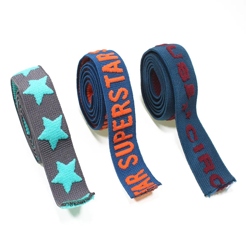 Hot Sale Custom Jacquard Elastic Waistband Band 25mm 4cm Elastic Webbing Tape for Sports Wear Casual Clothing Wedding Dress
