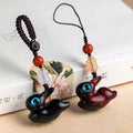 Sandalwood Moon Rabbit Pendant Key Chain Hand-woven Rope Key Ring Wooden Rabbit Pendant Car Hanging Ornaments