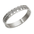 Luxury Large Stainless Steel Cuff Bangle Three Layers Roman Numerals Crystal Bracelet for Women Waterproof Jewelry
