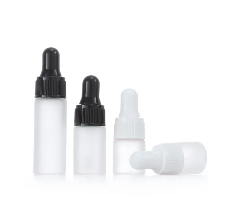 In Stock 1ml 2ml 3ml 5ml White Frosted clear Glass Dropper Bottle for Cosmetics