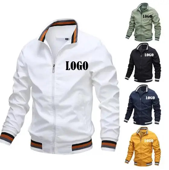 RNSHANGER Custom Logo Outdoors Men's Jackets Casual Streetwear Cardigan Zipper Mens Jackets and Coats Autumn Men's Bomber Jacket