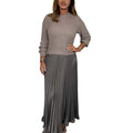 Boutique Wholesale 2025 Spring New Fashionable Knitted Long Sleeved Sweater Splicing Pleated Women's Dress