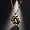 Demeter Goddess of Harvest Grain and Fertility Pendant Necklace Ancient Greek Mythology Gold Plated Stainless Steel Jewelry