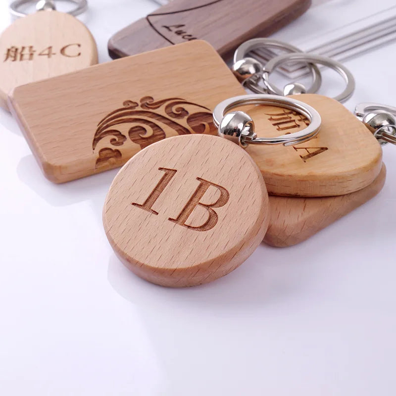 Wholesale Sublimation Wood Keychain Blank Wooden Keychain for Engraving Custom logo