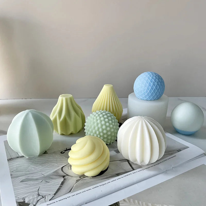 3D DIY Geometric Rhombic Sphere Lantern Scented Soap Mould Cylinder Pear Bottle Shape Silicone Candle Mold