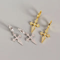 BASQUESUN Factory Wholesale New S925 Sterling Silver Cross Inlaid with Zircon Baroque Style Fashionable and Versatile Earrings