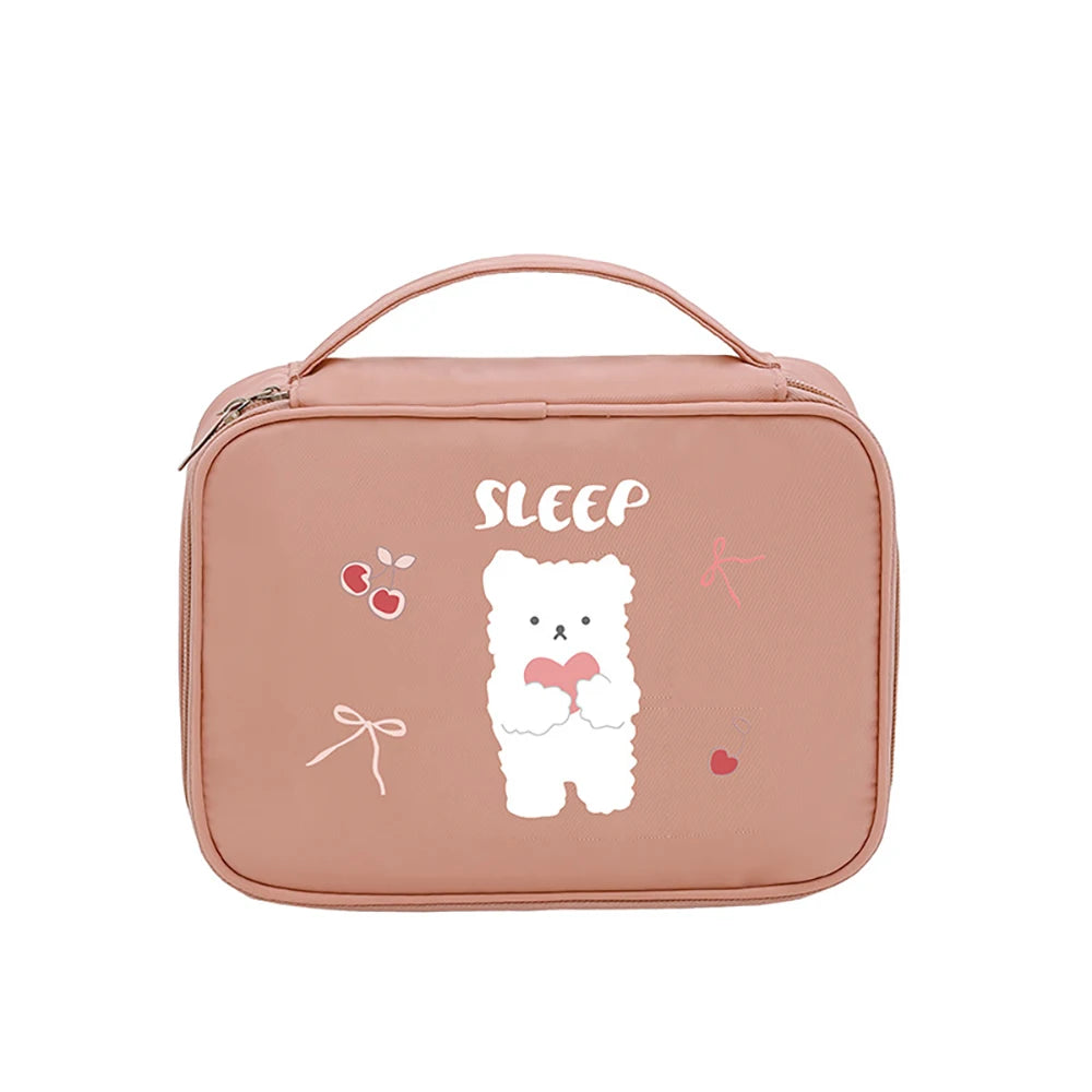 Ins Fashion Hot Seller Customized Pattern Large Capacity Cute Travel Waterproof Cartoon Makeup Bag with Handle