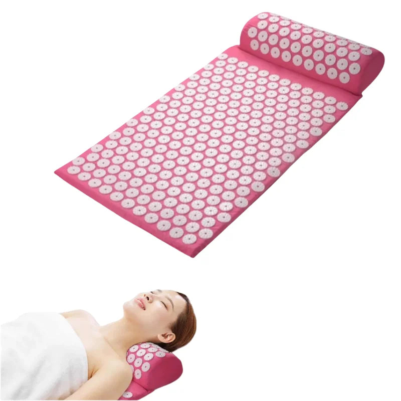 Eco Friendly Acupressure Mat Pillow Set With Pillow and Bag Acupressure Health Mat Set Plastics Spikes for Muscle Relaxation