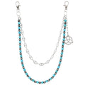 Women's New Fashion Turquoise Beaded Waist Chain Denim Street Pants Handmade Charm Pocket for Party Main Jewelry Material Alloy