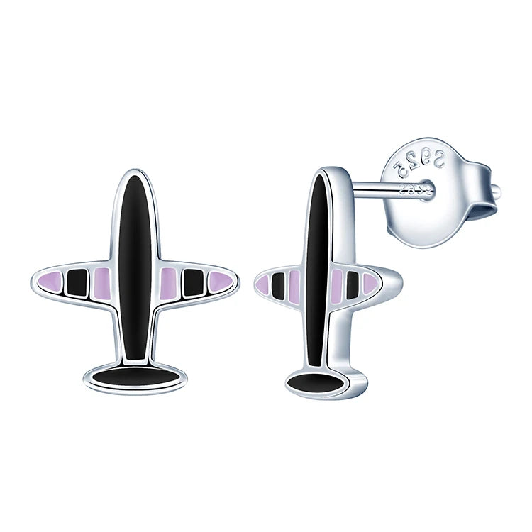 Trendy Airplane Earrings 925 Sterling Silver Cute Women Stud Earrings Ear Ring for Women Earing
