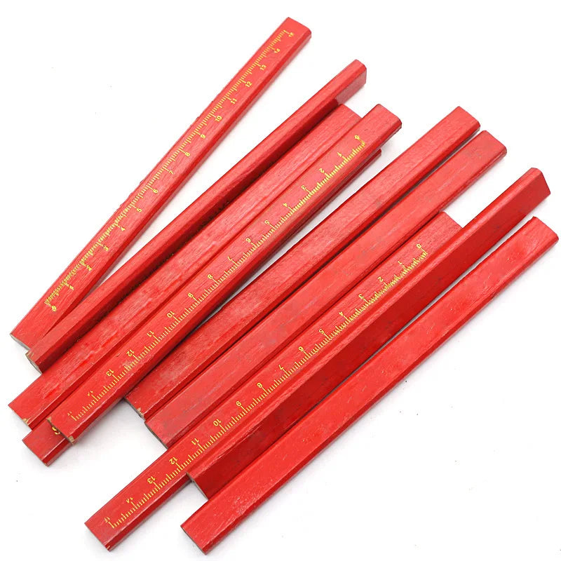 Yunbei Industrial Carpenter's Pencil Flat Octagonal Marker Pen with Scale Ruler OEM Customizable Thick Core Scribing Pencil