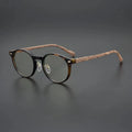 2026 Style Light Weight Vintage Anti Blue Light Blocking Glasses Designer Round Shaped Optical Frames Wood Grain Eyeglasses