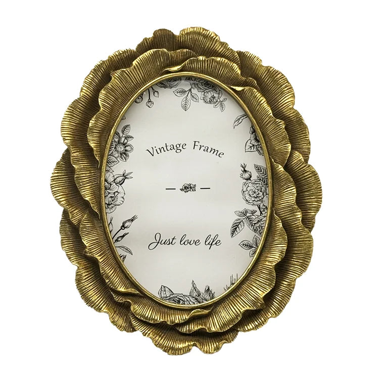 Hot Selling Custom 4x6 Oval Resin Photo Frame Vintage Design Decorative Leaf Handmade for Home Decor Wall/Tabletop Display