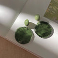 French Retro Acrylic Drop Earrings for Women Matcha Latte Inspired Green Geometric Blooming Design Vintage Style